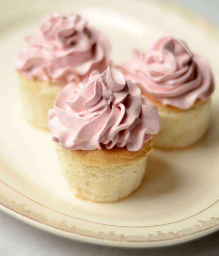 Airy Angel Food Cupcakes with Naturally Pink Icing