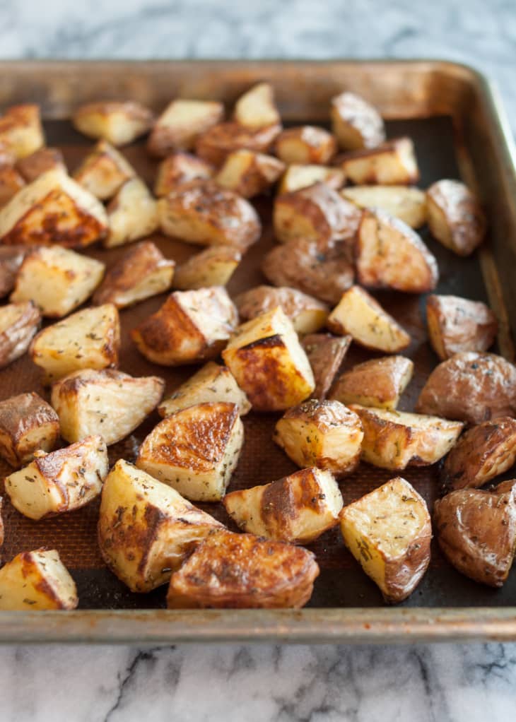 Crispy potatoes on a sheet pan