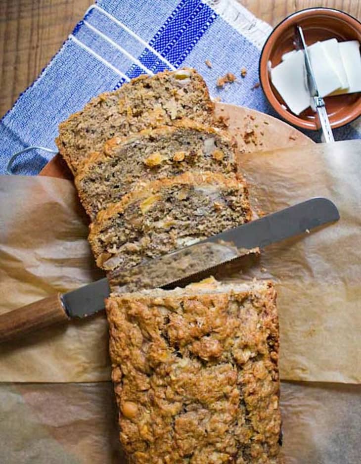 Tropical Banana Bread with Macadamia Nuts, Pineapple, and Coconut