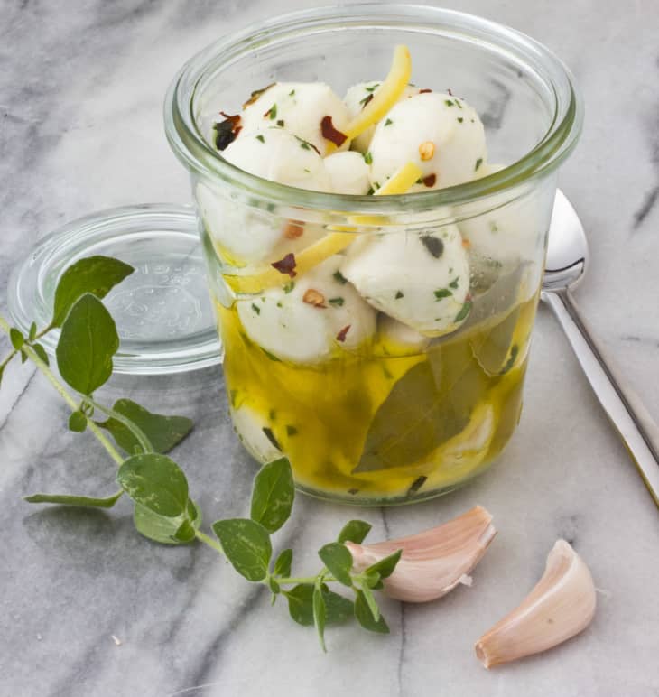 Garlic and Herb Marinated Mozzarella Bites