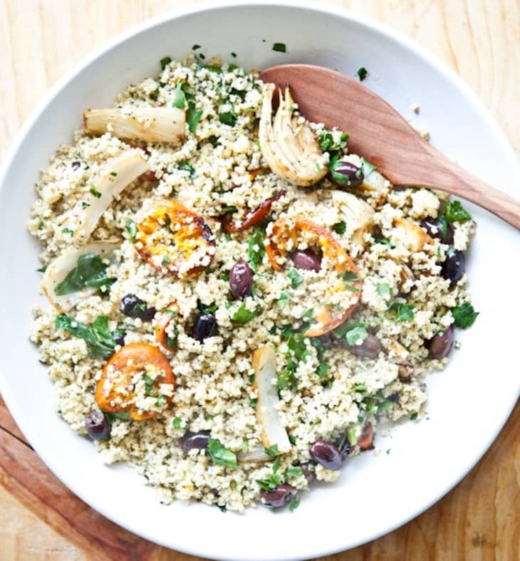 Warm Citrusy Millet Salad with Roasted Fennel and Kalamata Olives