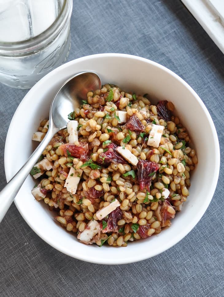 Wheat Berry Salad with Blood Oranges, Feta, and Red Onion Vinaigrette