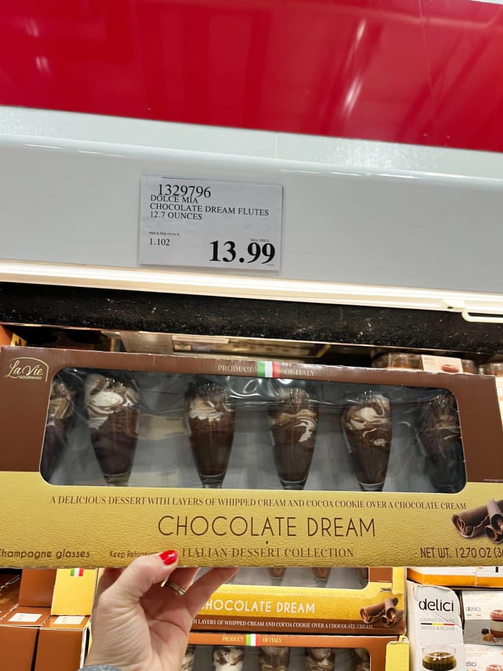 chocolate dream flutes on shelf in store with price tag