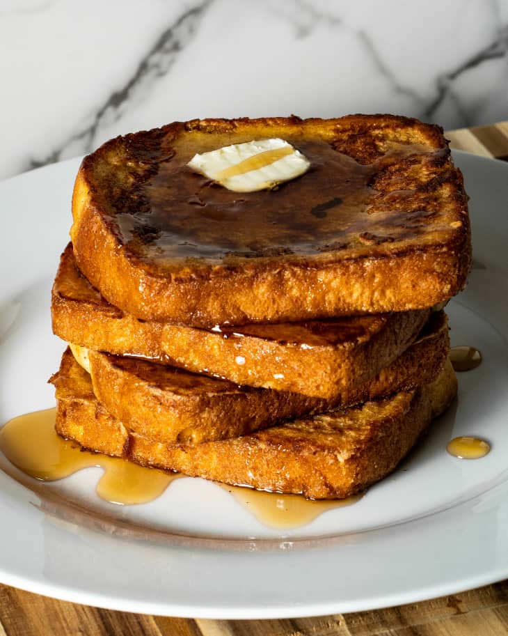 french toast with butter and syrup