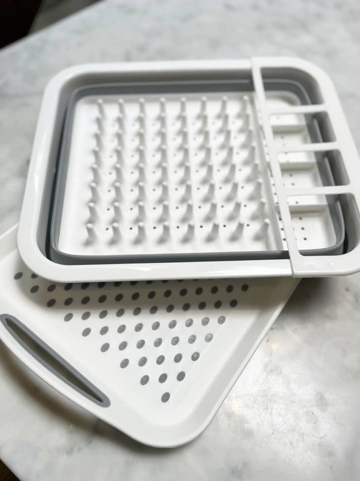 pop up dish rack with draining tray