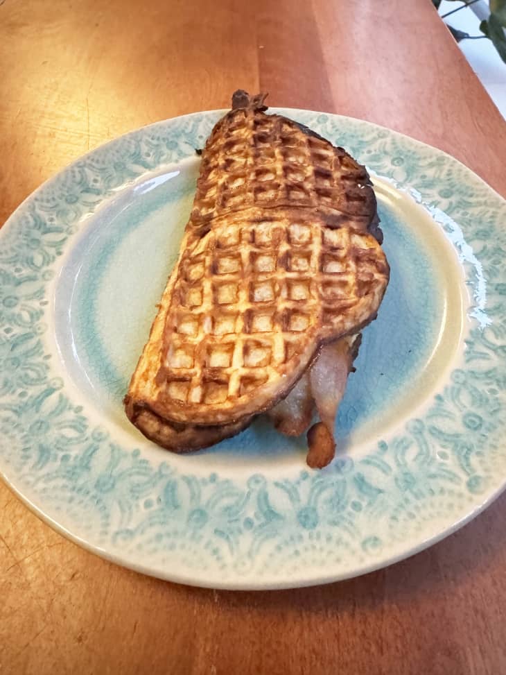 bacon wrapped inside waffle