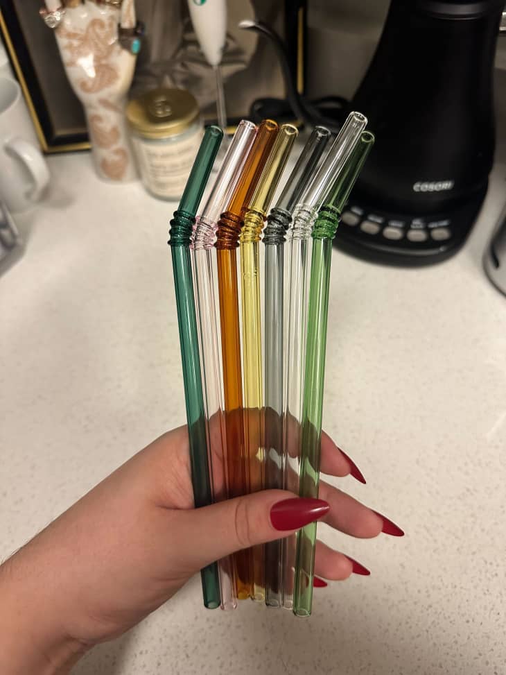 9 pcs/set Reusable Glass Straws Shatterproof Straws with Colorful