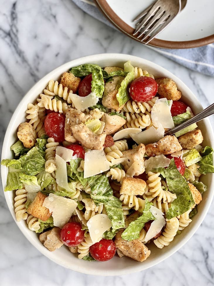 Caesar Pasta Salad Recipe (with Chicken) | Kitchn