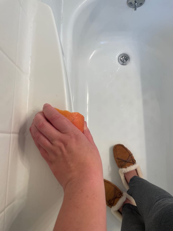 Bathtub Shower Cleaning Hack Grapefruit The Kitchn