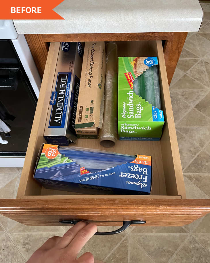 TikTok Organizing Hack for Plastic Wrap and Foil Apartment Therapy