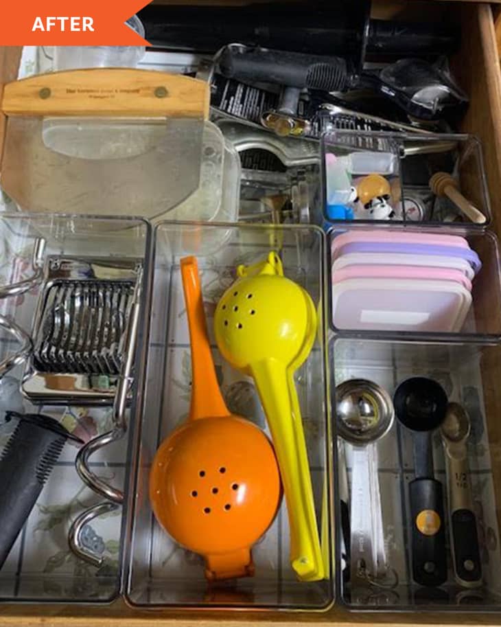 I Used a Desk Organizer to Arrange My Friend's Chaotic Kitchen Drawers