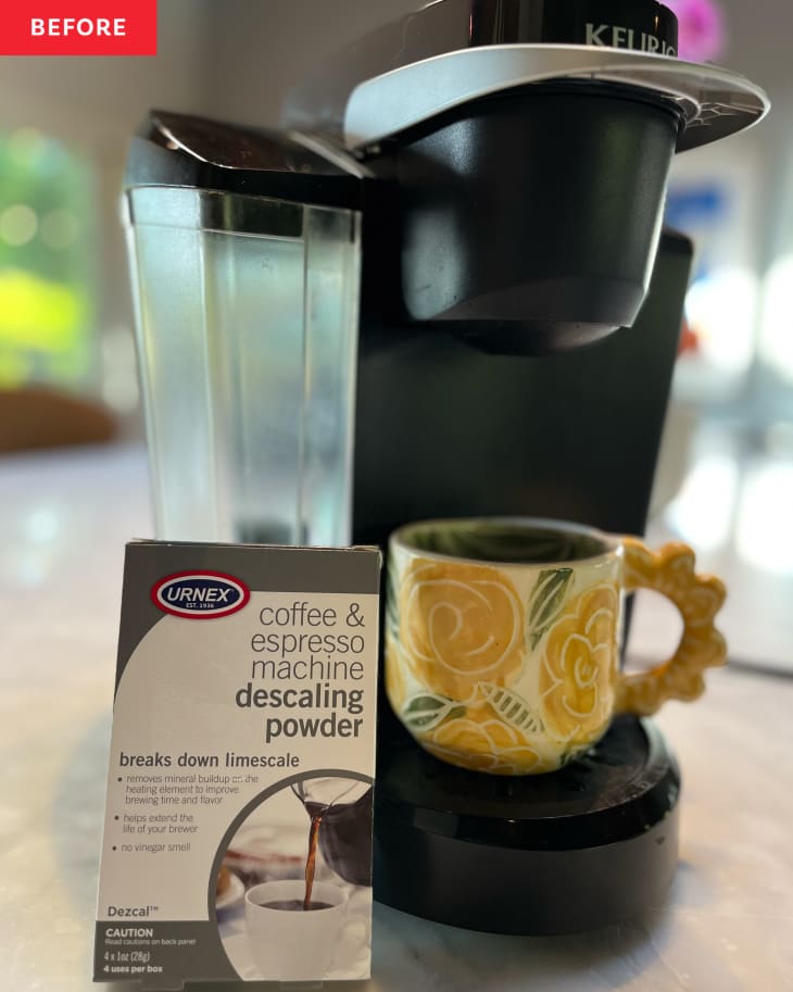 Clean Coffee Maker with Urnex Dezcal Descaling Powder Apartment Therapy