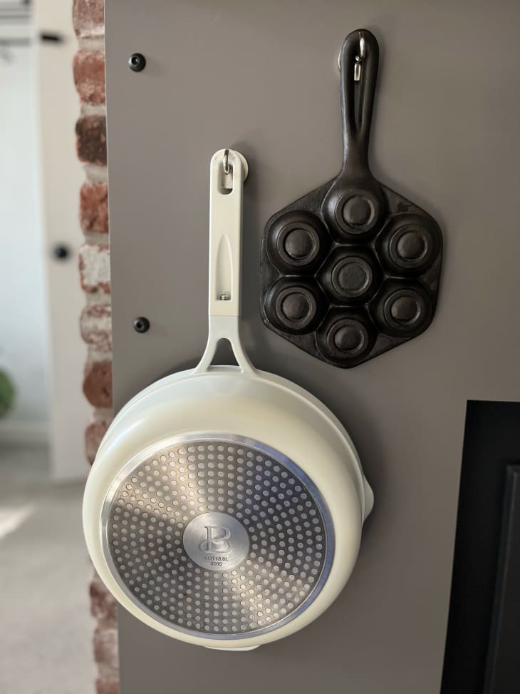 Use Hooks to Store Pots & Pans on Fridge Apartment Therapy