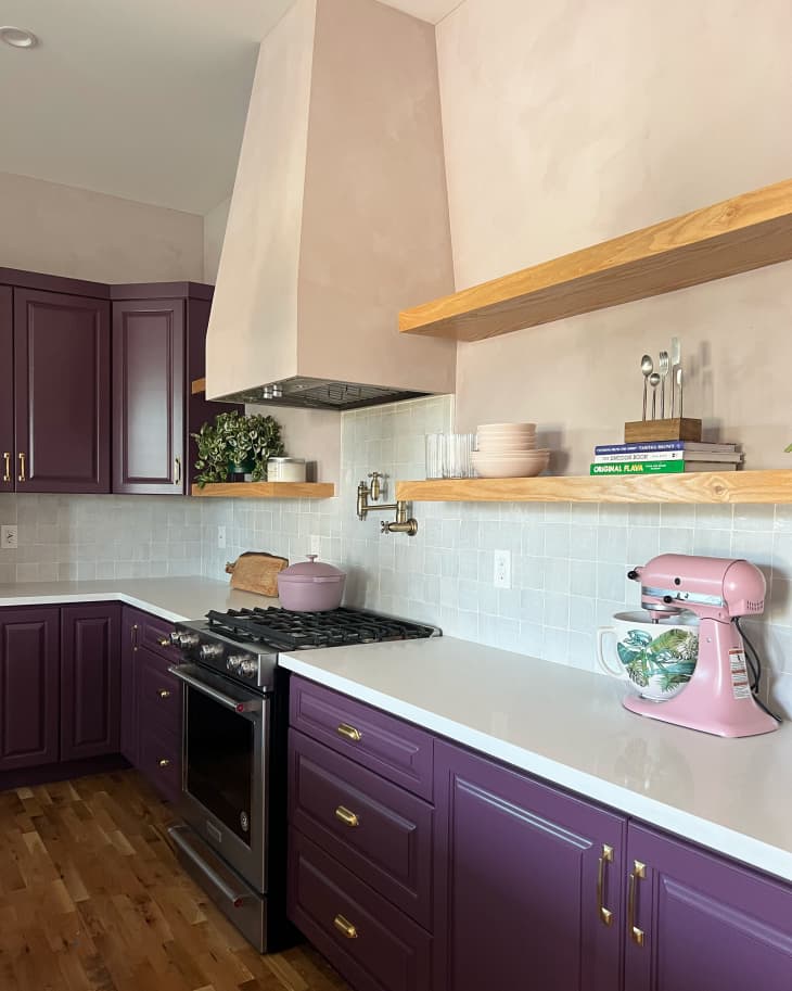 Before After Purple Cabinets Add Drama to This Kitchen The Kitchn