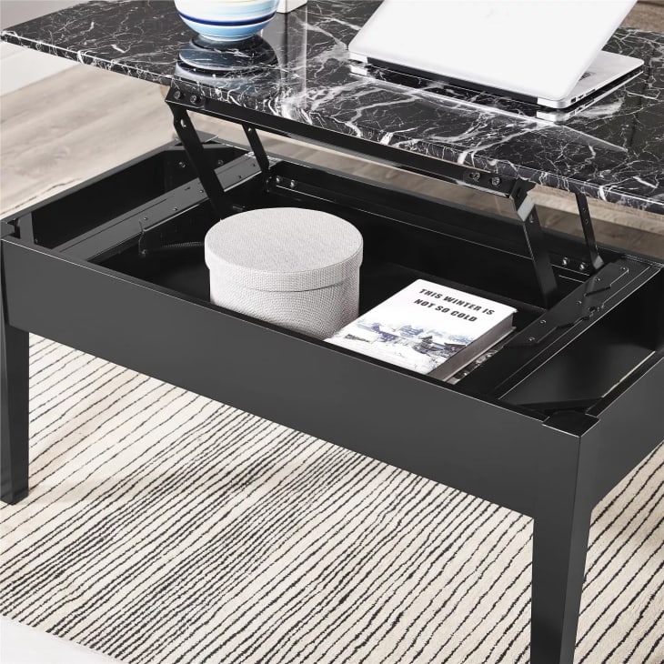 Faux marble lift store top coffee table