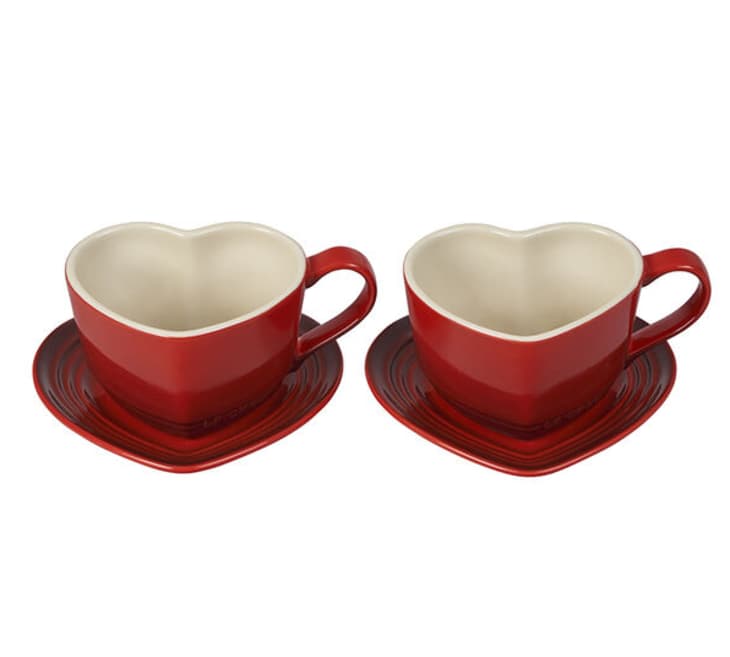 Heart 2 Piece Mugs with Saucers Set Le Creuset The Kitchn
