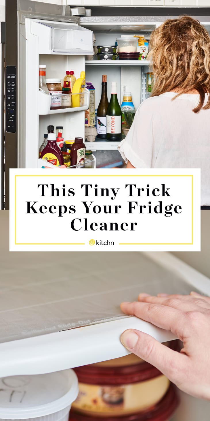 Fridge Shelf Liner Hack Plastic Wrap Kitchn