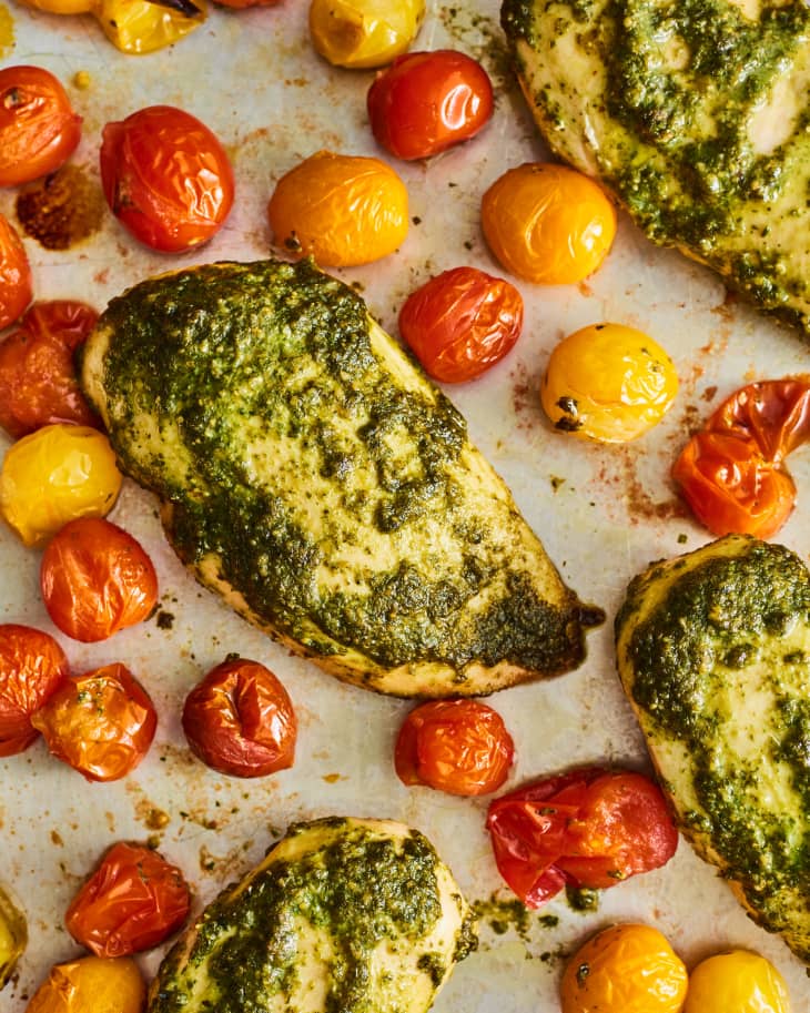 30 Minute Pesto Chicken With Burst Cherry Tomatoes The Kitchn   30 Minute Burst Cherry Tomato Pesto Chicken 016