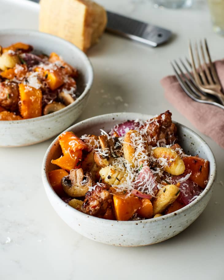 Crispy Sheet Pan Gnocchi with Mushrooms, Sausage, and Butternut Squash