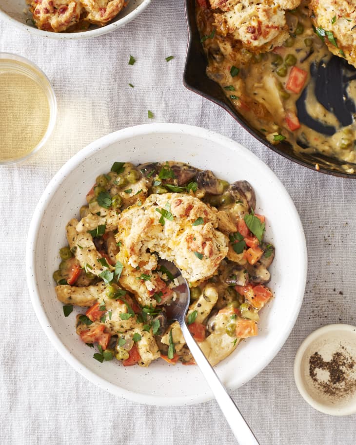 Vegetarian Chick’n Pot Pie with Cheddar Biscuit Topping The Kitchn