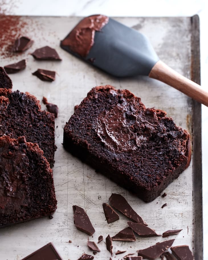 Double Chocolate FudgeStuffed Loaf Cake The Kitchn