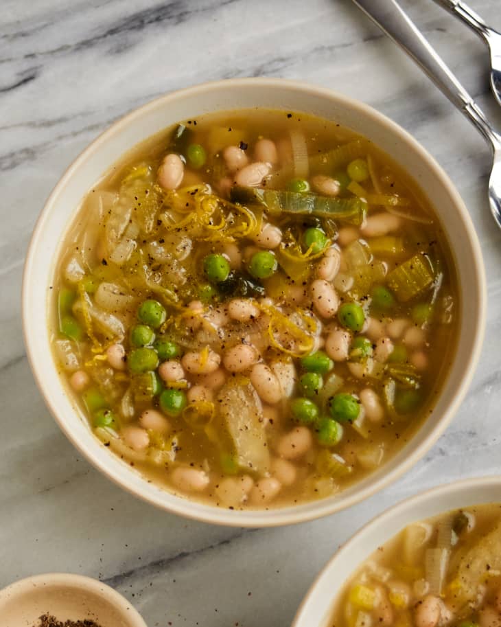 Spring Minestrone with Caramelized Garlic Broth | The Kitchn