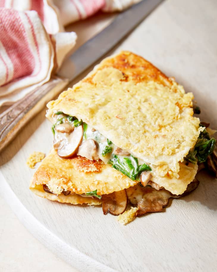 Crispy, CheeseCrusted Mushrooms and Greens Quesadilla Kitchn