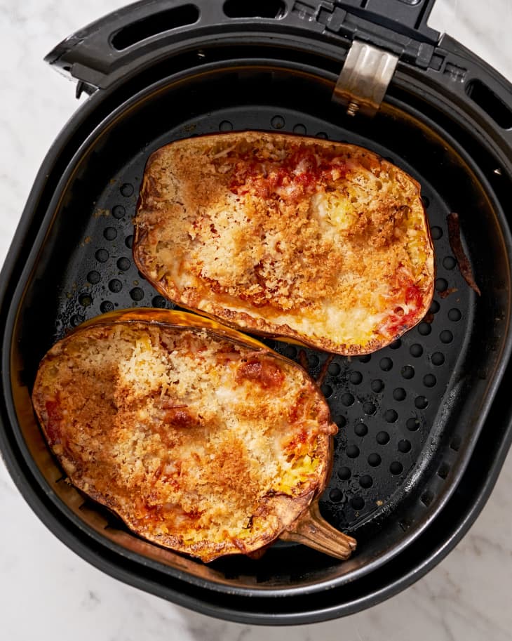 Air Fryer Spaghetti Squash Parmesan Recipe The Kitchn