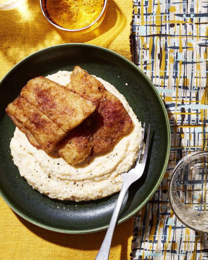 Blackened Catfish & Smoked Gouda Grits Recipe Kitchn