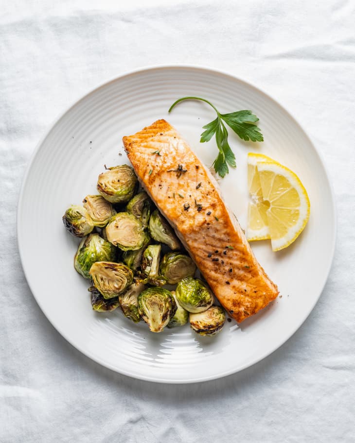 Air Fryer Salmon and Brussels Sprouts Kitchn