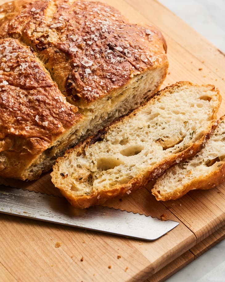 Roasted Garlic and Herb NoKnead Bread Recipe Kitchn
