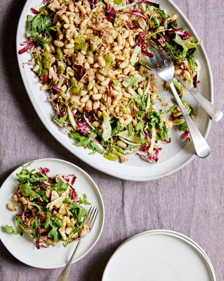 Mediterranean Tuna and White Bean Salad with Pesto Viniagrette Kitchn