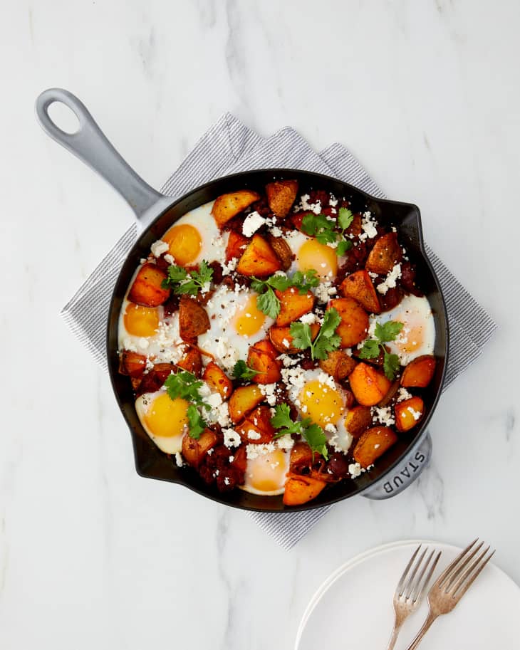 Skillet-Baked Eggs With Potatoes and Chorizo Recipe | The Kitchn