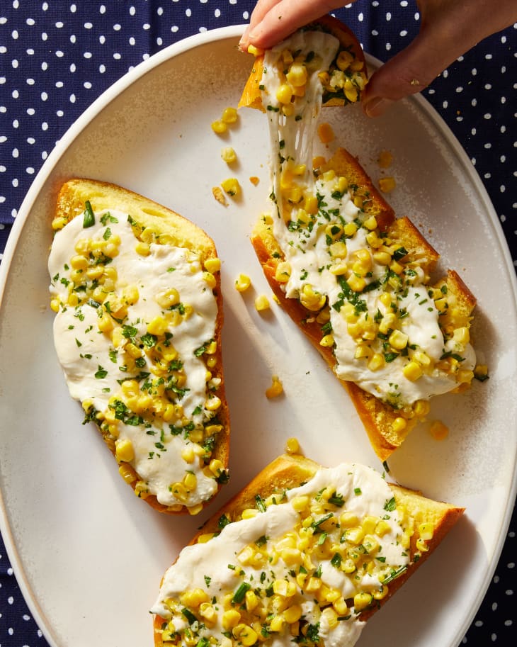 Cheesy Corn Garlic Bread Recipe The Kitchn