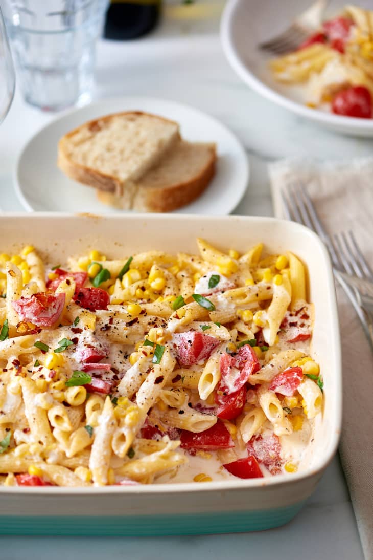 Recipe Creamy Ricotta Corn and Tomato Baked Ziti Kitchn