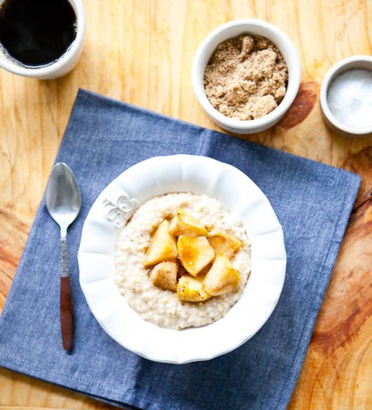 Recipe SteelCut Oats with MapleRoasted Apples and Cheddar The Kitchn