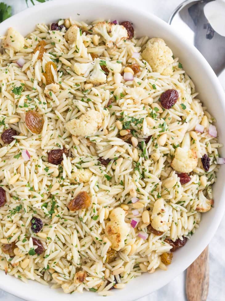 Recipe Orzo Salad with Roasted Cauliflower, Pine Nuts, and Parsley
