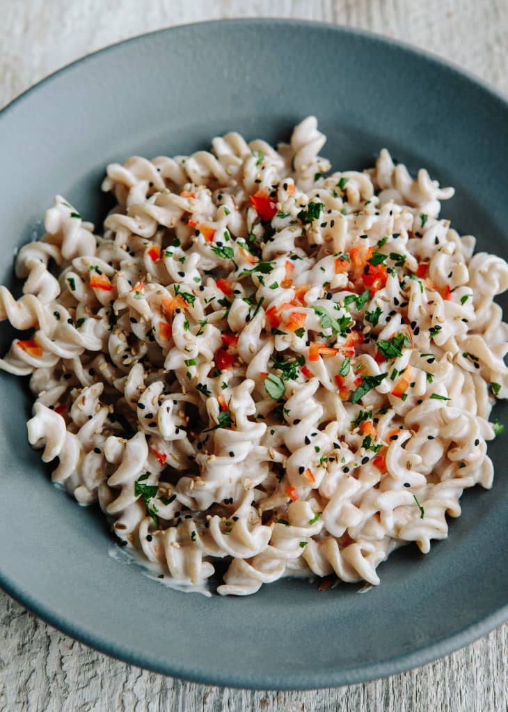 Recipe: Fusilli with Tahini-Yogurt Sauce and Nigella Seeds | The Kitchn