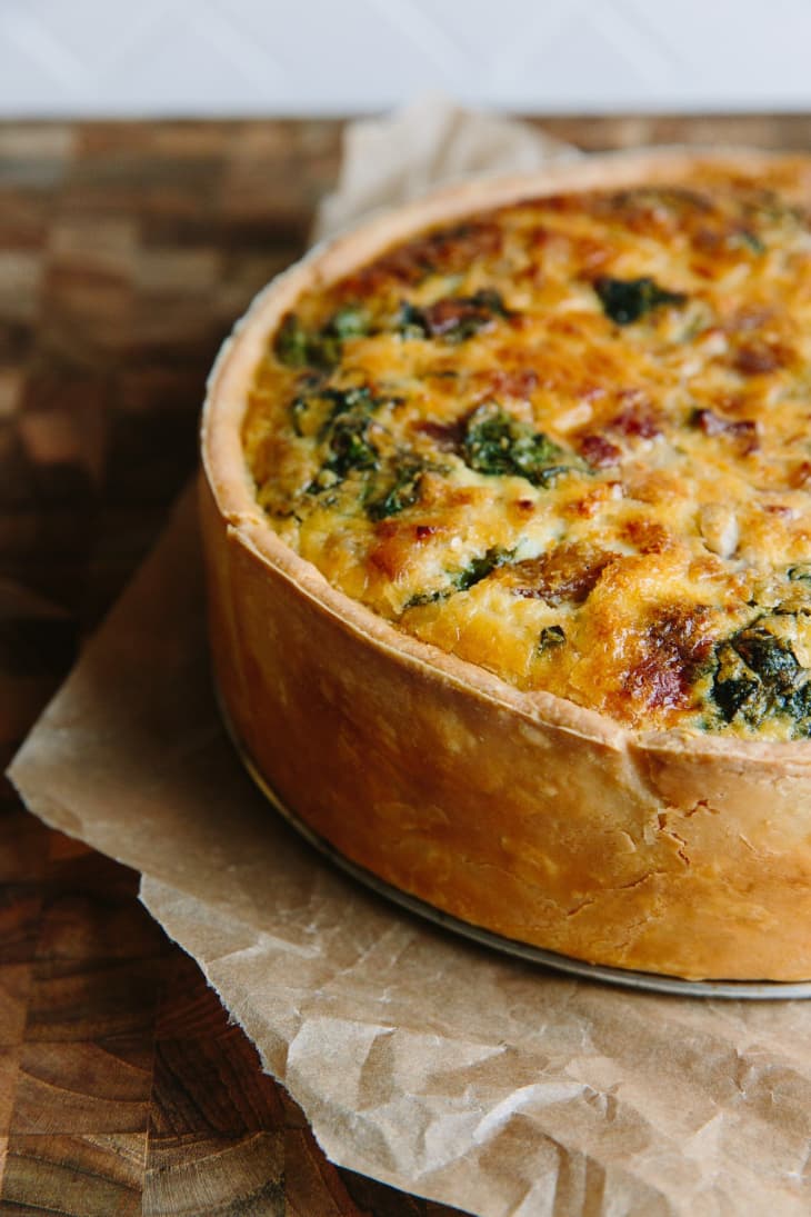 Recipe DeepDish Quiche Lorraine with Swiss Chard and Bacon Kitchn