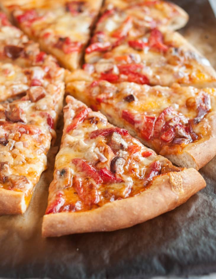 Recipe Pizza with Roasted Red Peppers, Sausage & Jack Cheese The Kitchn