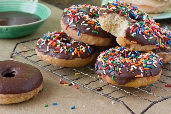 Recipe: Chocolate-Glazed Baked Doughnuts with Sprinkles | The Kitchn