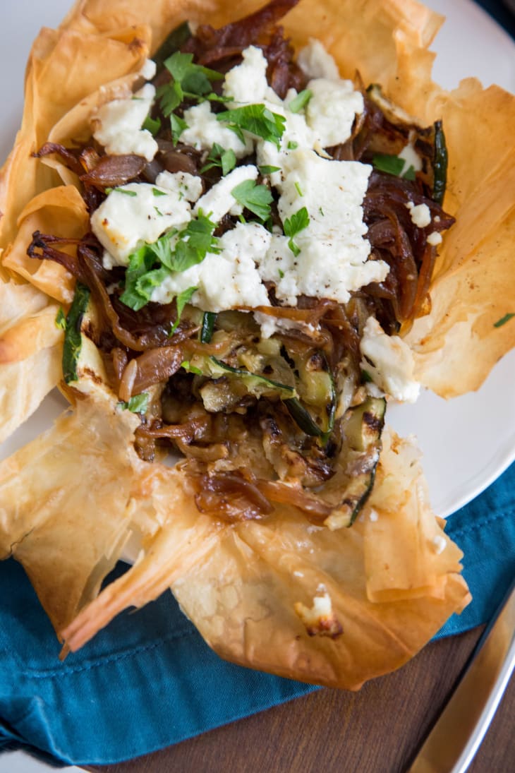 Recipe Goat Cheese Tart with Roasted Eggplant, Zucchini, and