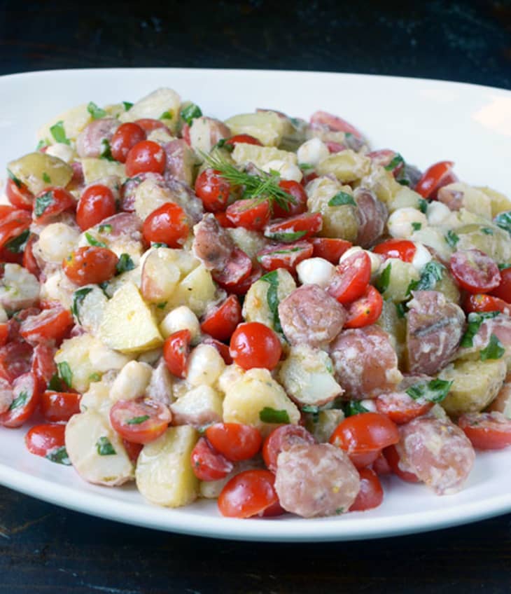 Recipe: Tomato & Mozzarella Potato Salad with Lemon-Buttermilk Dressing