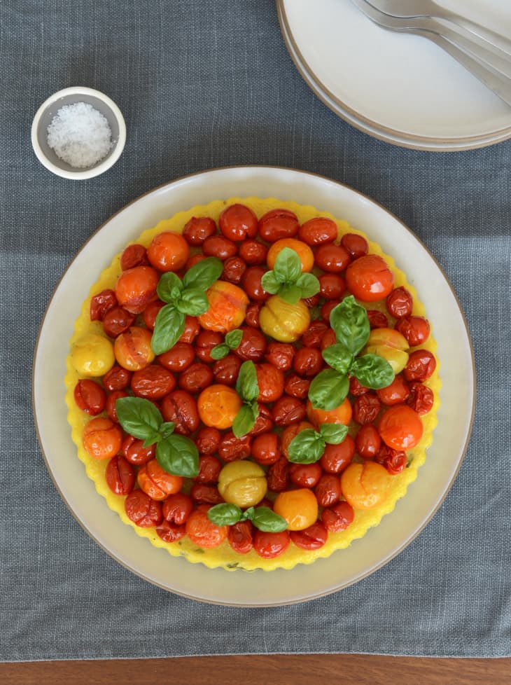 Late Summer Recipe Polenta Tart with Roasted Cherry Tomatoes The Kitchn