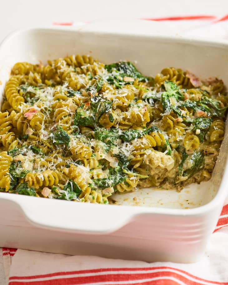 Double Spinach Pasta Casserole with Pesto & Cheese The Kitchn