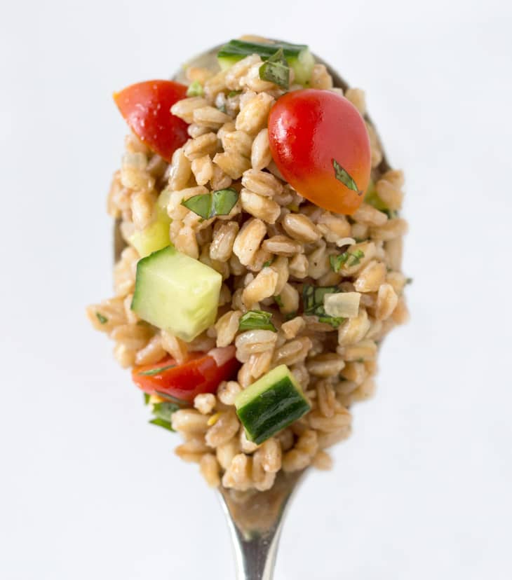 Recipe Summer Farro Salad with Tomatoes, Cucumbers & Basil The Kitchn