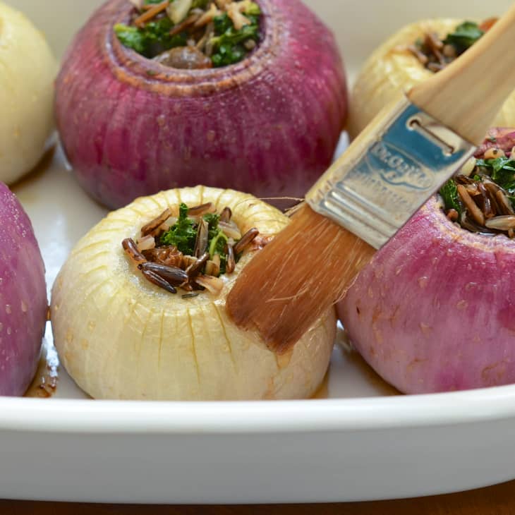 Recipe Roasted Onions Stuffed with Wild Rice and Kale The Kitchn