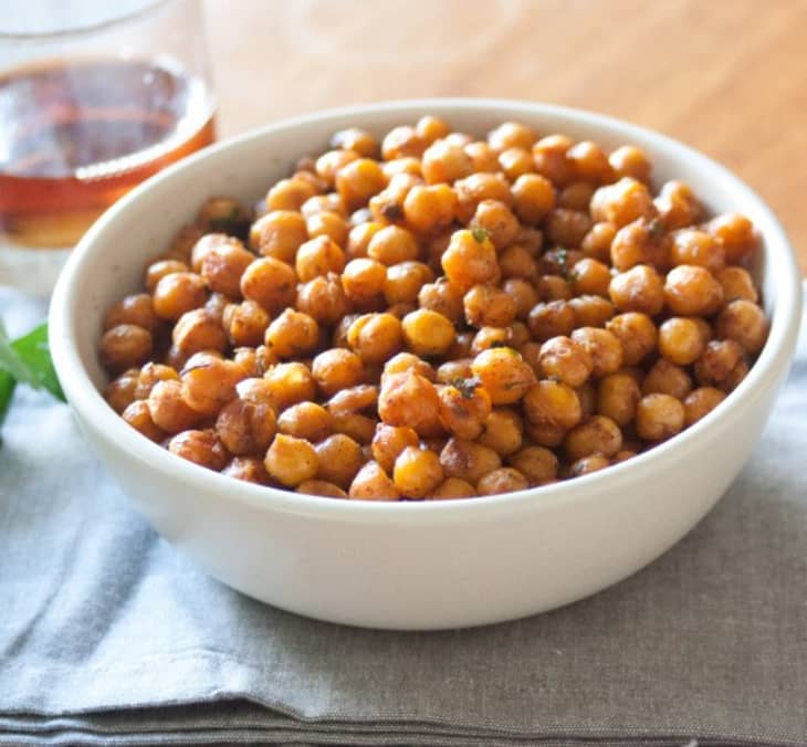 Snack Recipe Roasted Curried Chickpeas with Rosemary and Thyme Kitchn