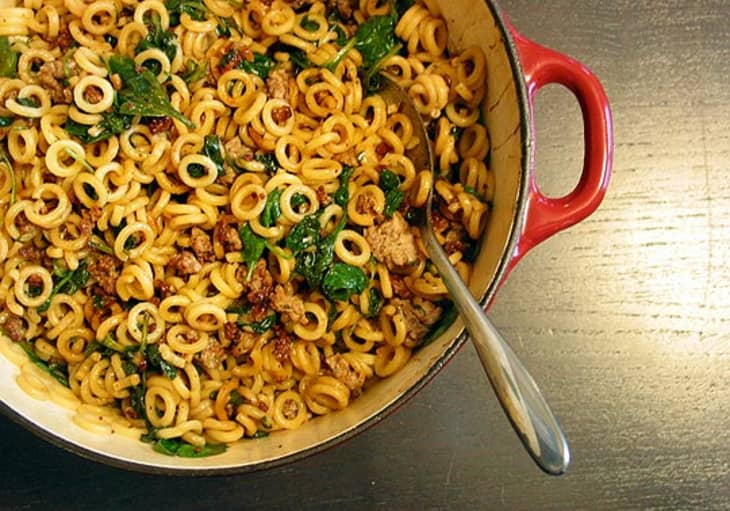 Dinner Quick Anelletti Pasta with Sausage and Greens Kitchn