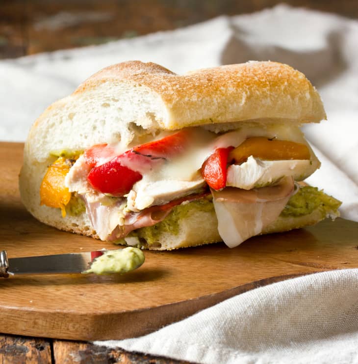 Easy Lunch Recipe Roasted Red Pepper, Chicken & Mozzarella Sandwich